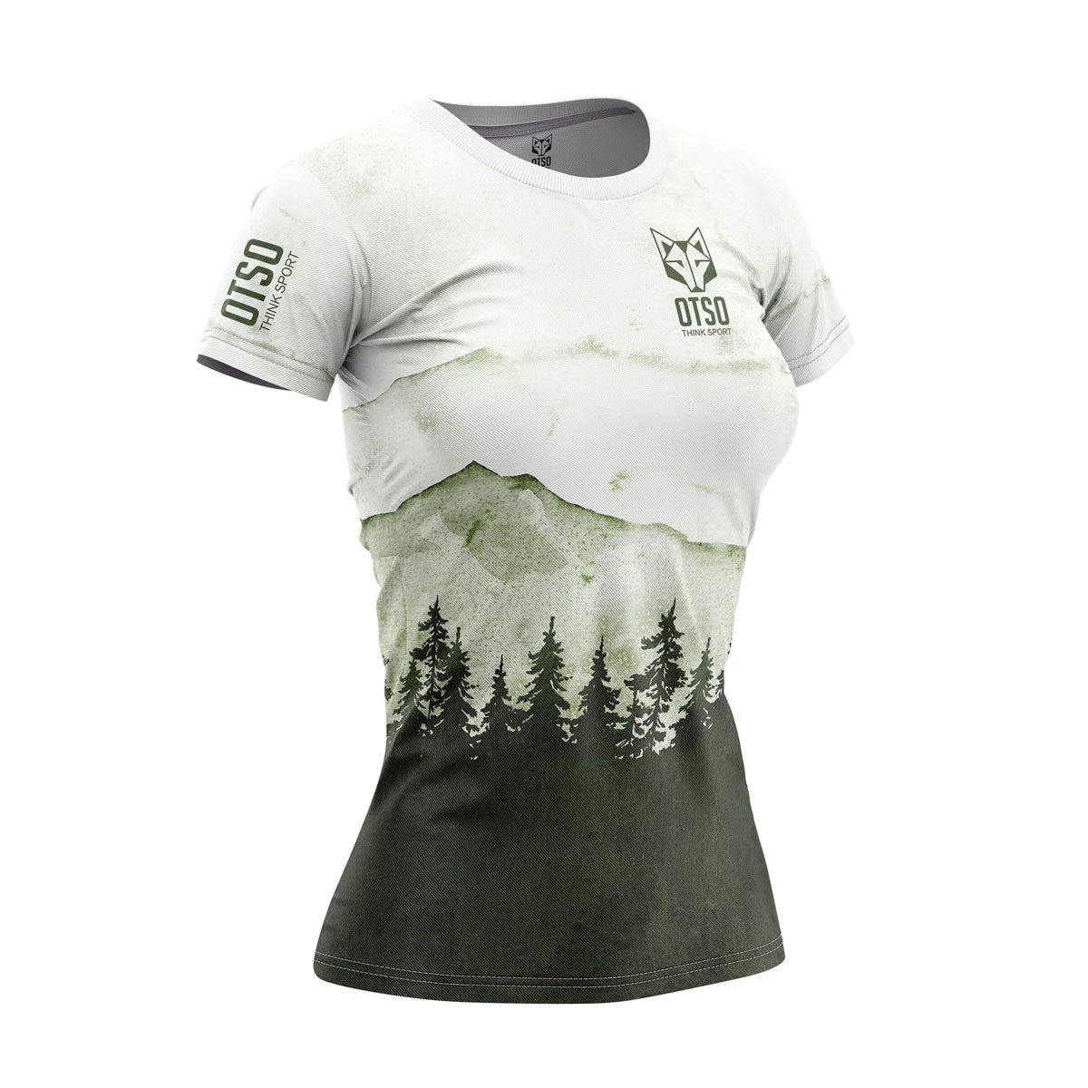 OTSO Damen Kurzarm-Funktionsshirt - Green Forest – Produktansicht