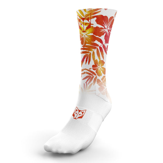 OTSO Sublimierte Sportsocken - Floral Orange – Produktansicht