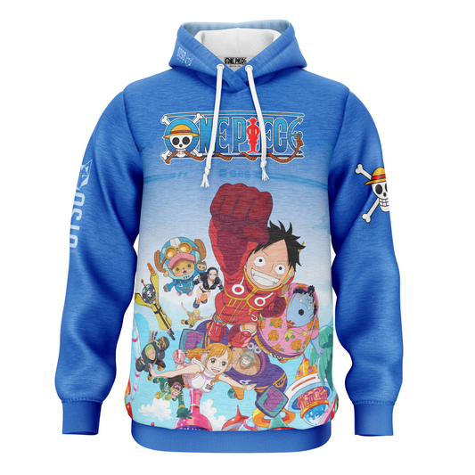 OTSO Hoodie - One piece egghead luffy straw hat crew blue – Produktansicht