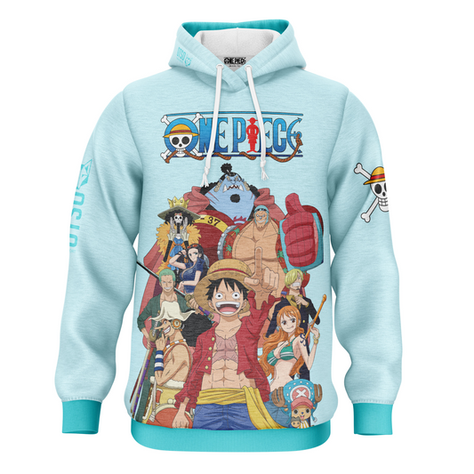 OTSO Hoodie - One piece fishman straw hat crew turquoise – Produktansicht