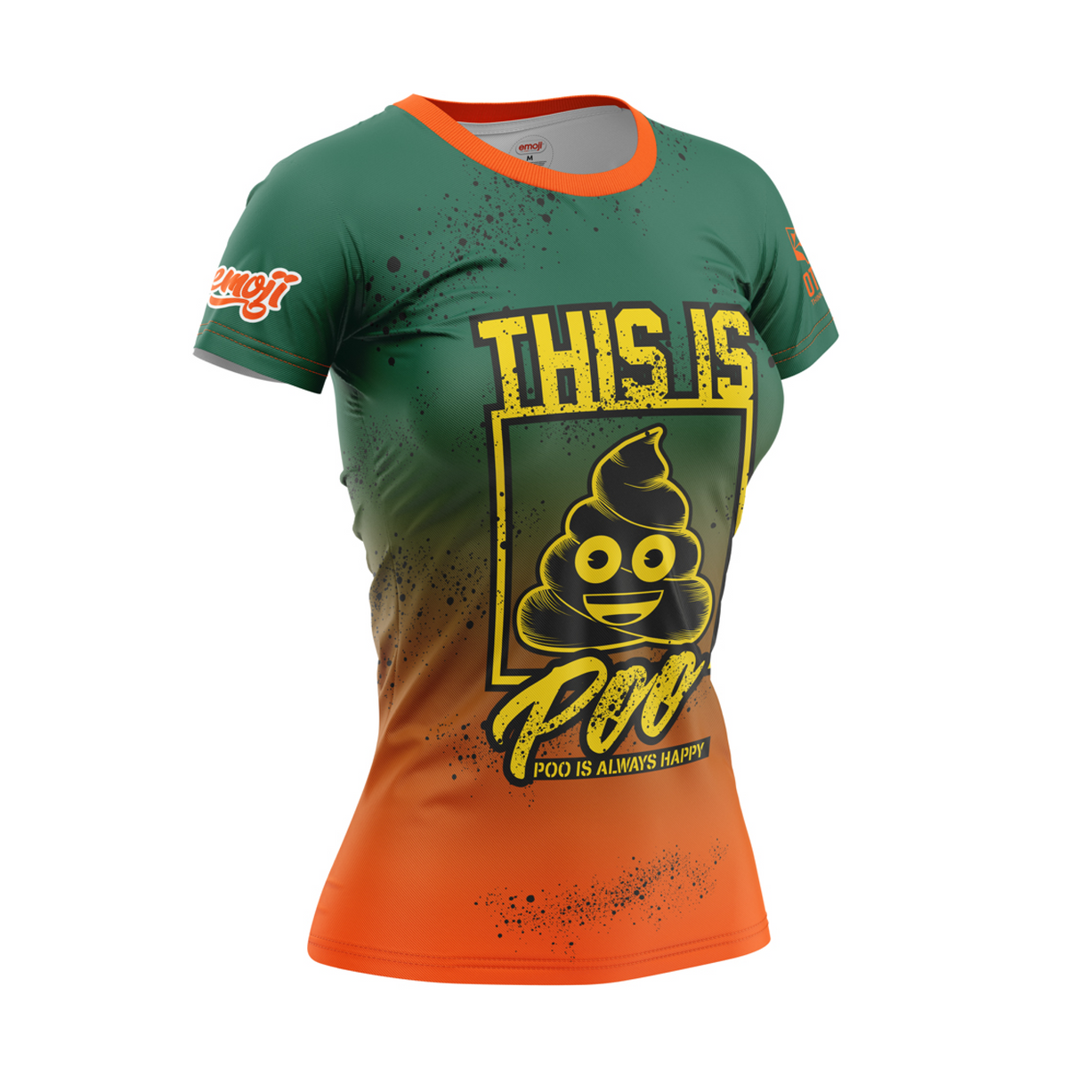 OTSO Damen Kurzarm-Funktionsshirt - Emoji Be like Poo – Produktansicht