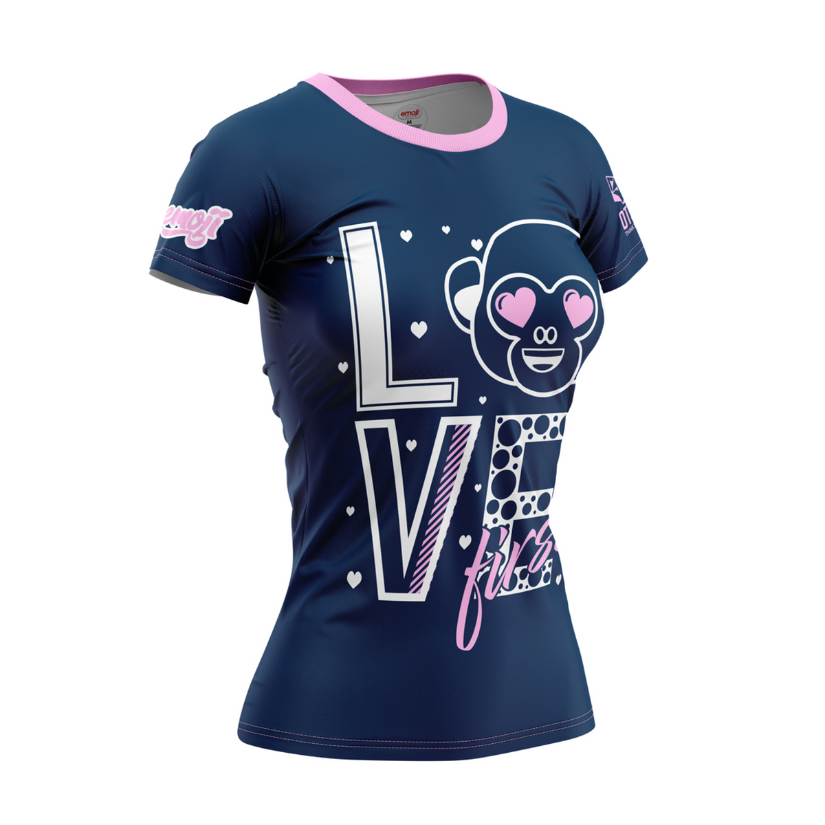 OTSO Damen Kurzarm-Funktionsshirt - Emoji Love First – Produktansicht