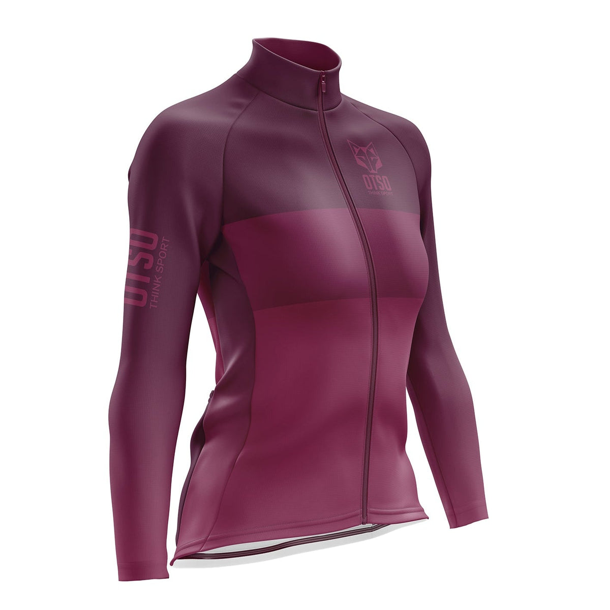 OTSO Damen Winter-Radtrikot Langarm - Burgundy – Produktansicht