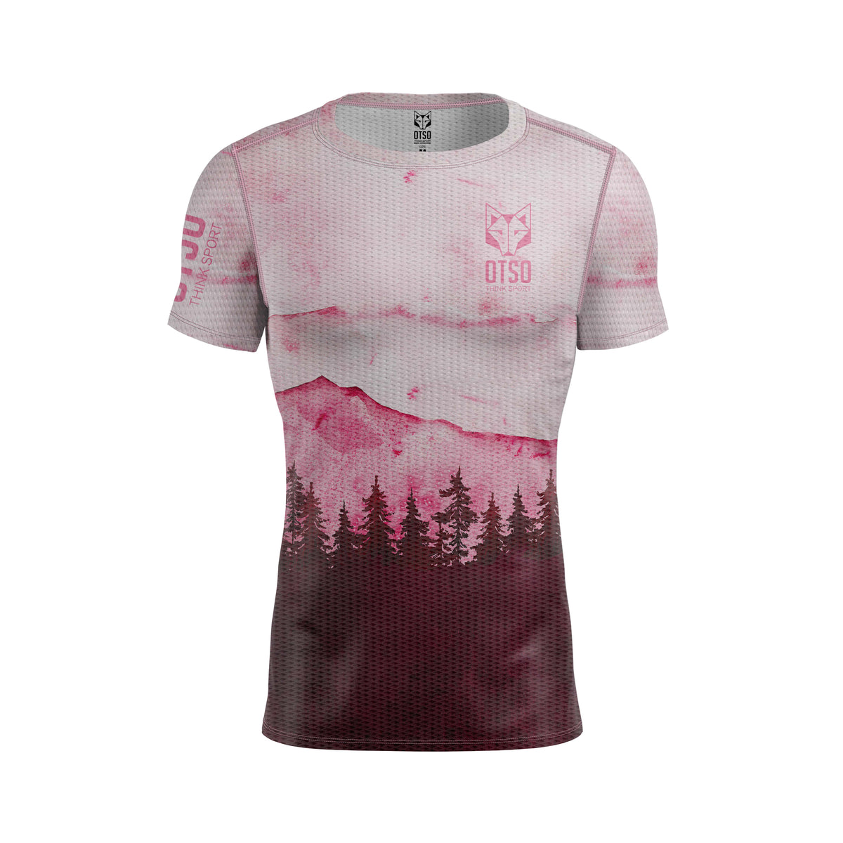 OTSO Herren Kurzarm-Funktionsshirt - Pink Forest – Produktansicht