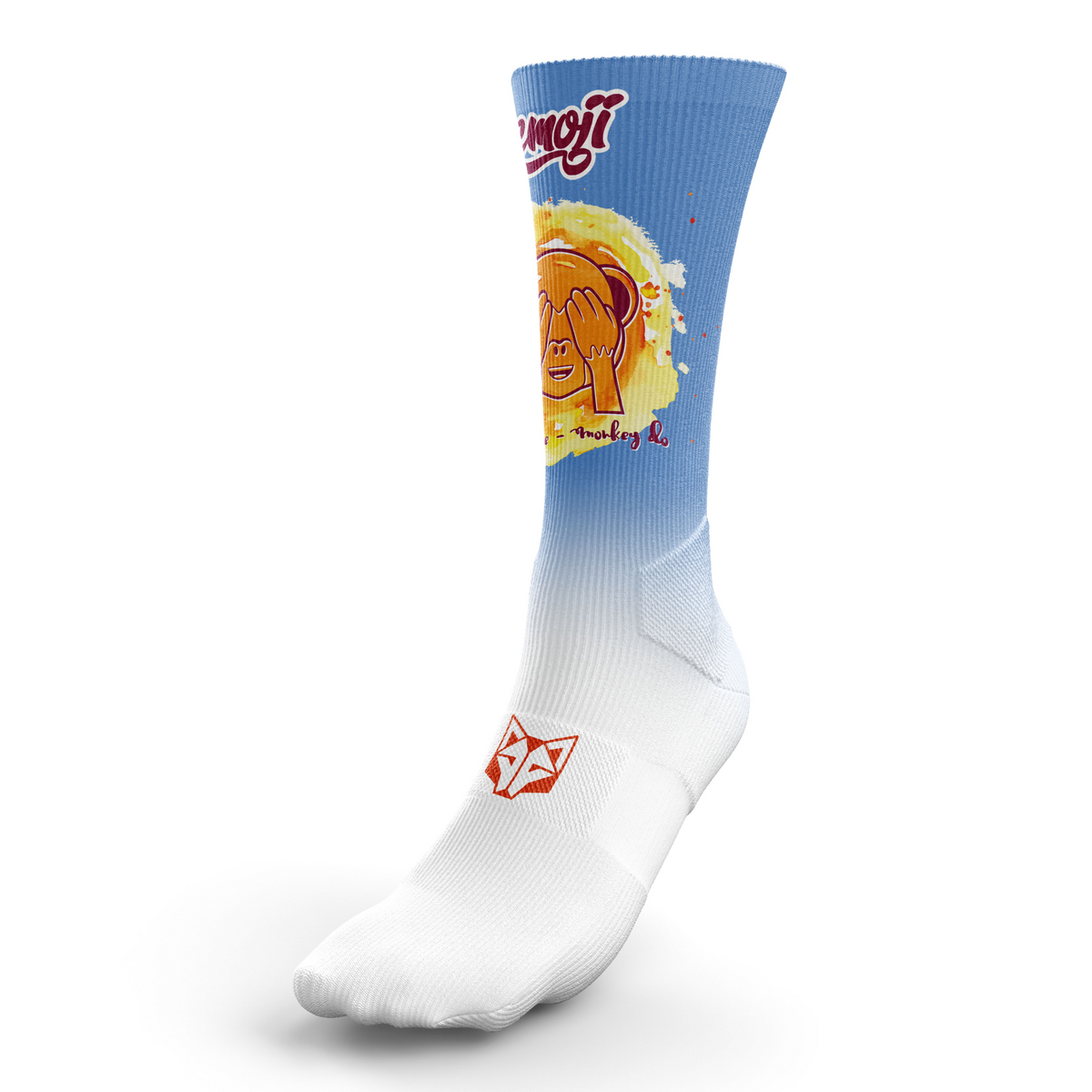 OTSO Sublimierte Sportsocken - Emoji Monkey See – Produktansicht