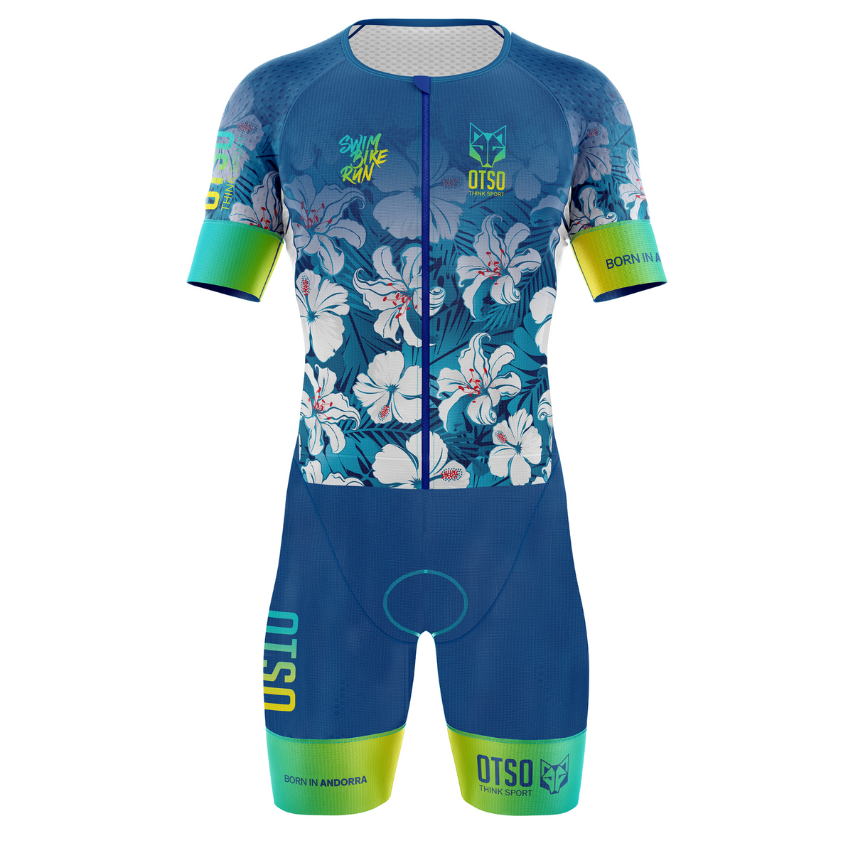 OTSO Herren Triathlonanzug - Swim Bike Run Flower – Produktansicht