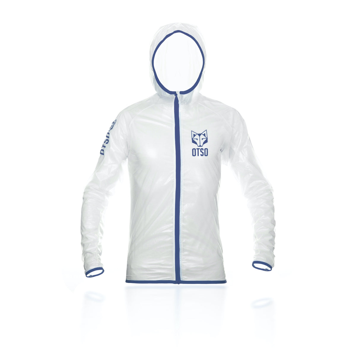 OTSO Wasserdichte Laufjacke - White & Royal Blue – Produktansicht 3