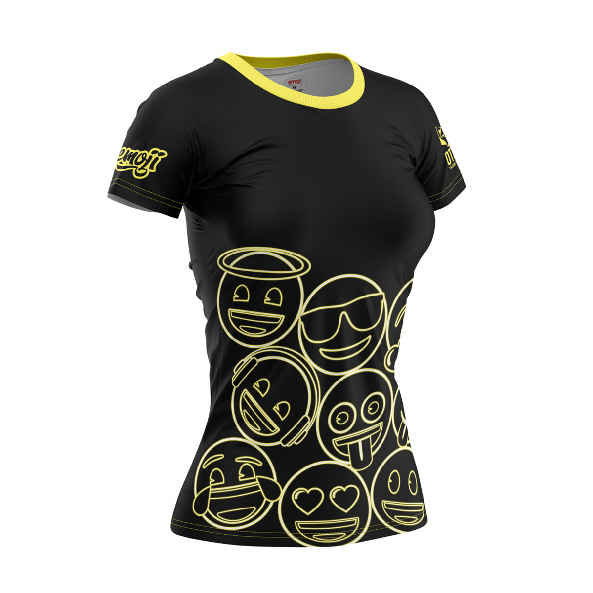 OTSO Damen Kurzarm-Funktionsshirt - Emoji Neon Faces – Produktansicht