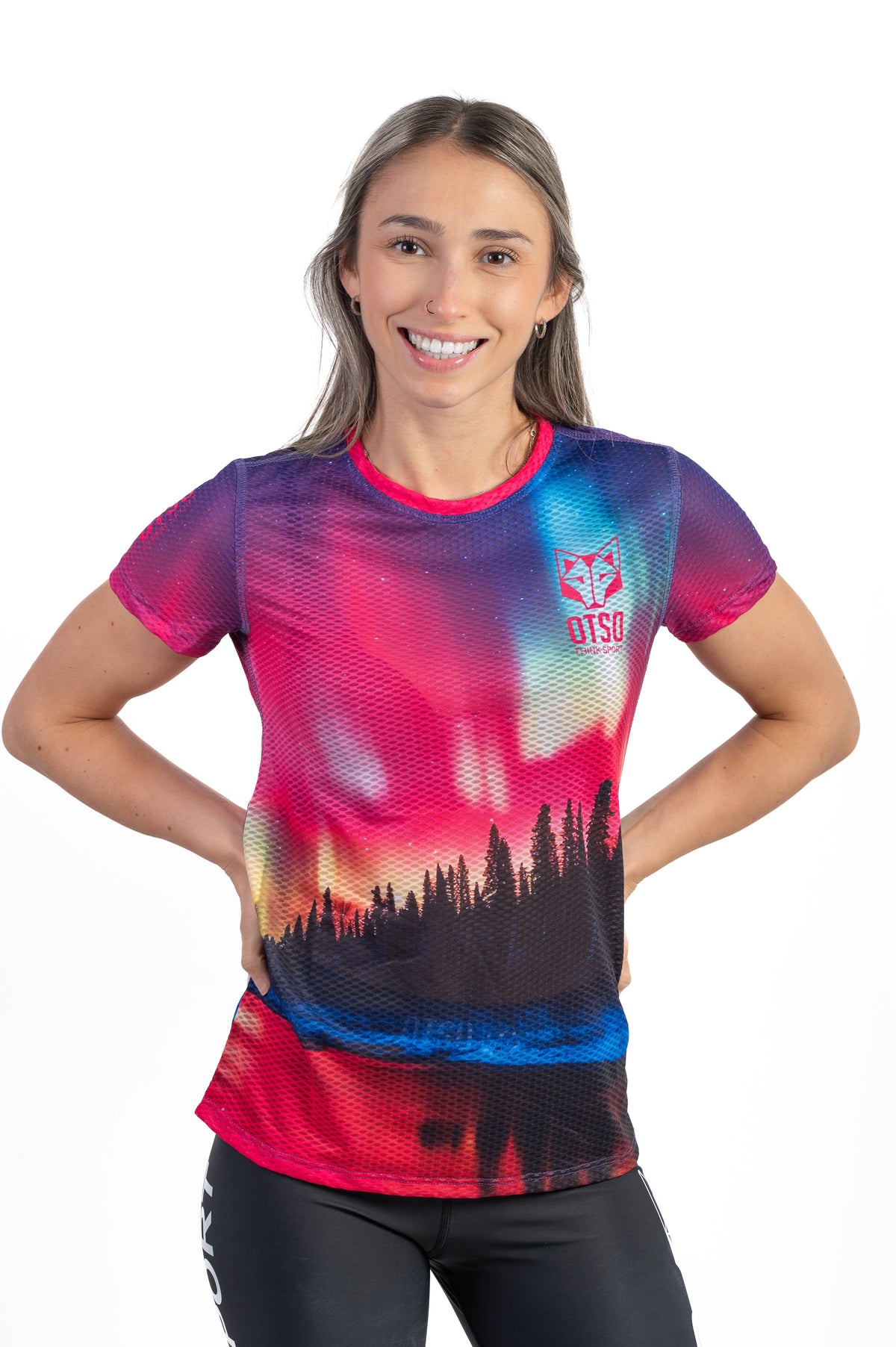 OTSO Damen Kurzarm-Funktionsshirt - Auroras boreales – Produktansicht 3
