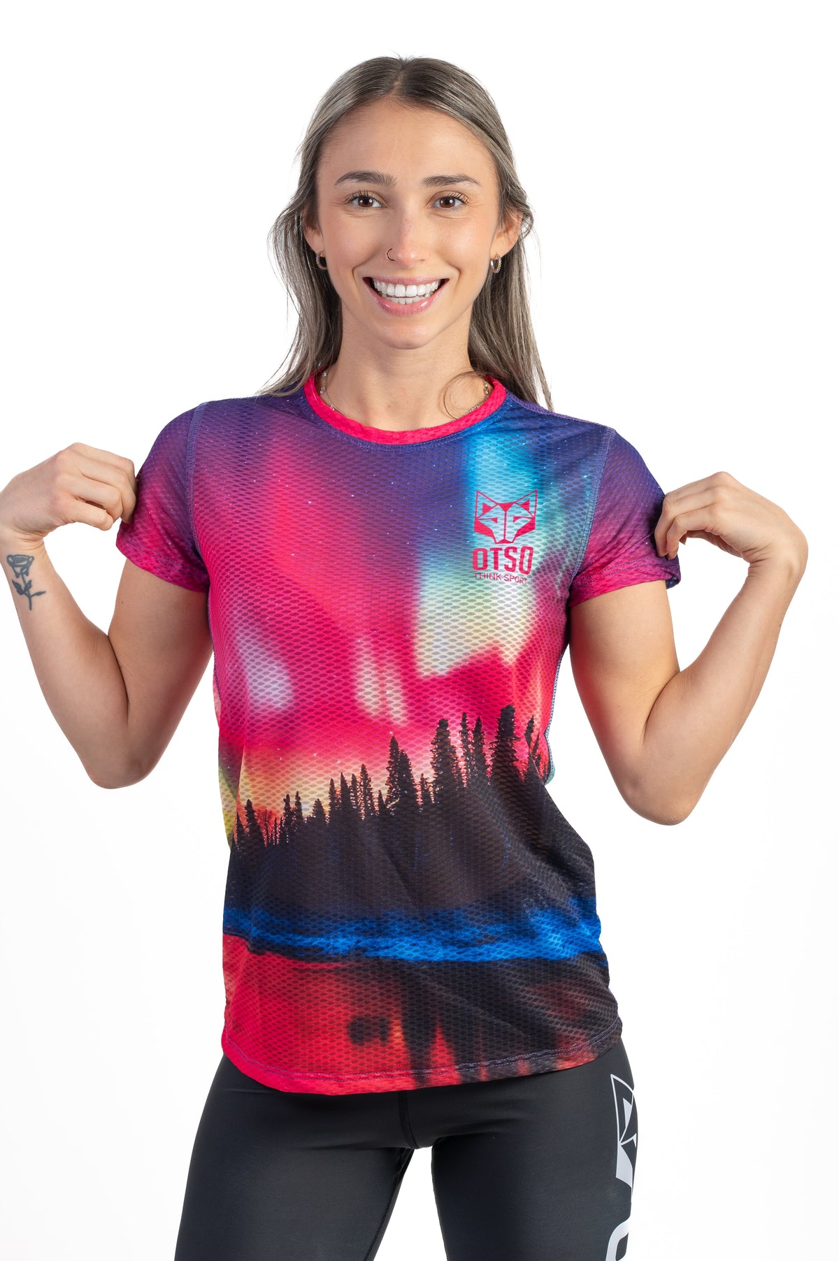 OTSO Damen Kurzarm-Funktionsshirt - Auroras boreales – Produktansicht 4