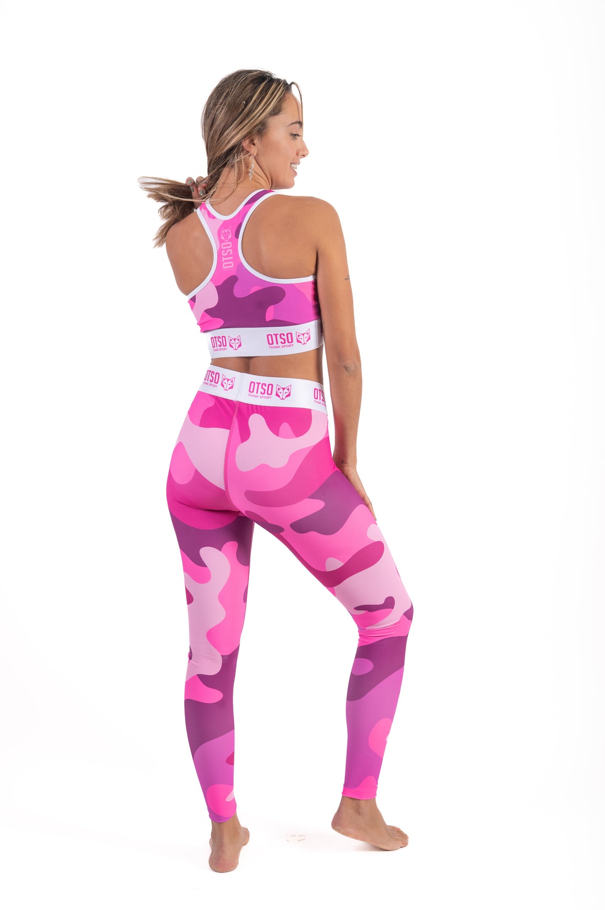 OTSO Damen Sportleggings - Camo Pink – Produktansicht 4