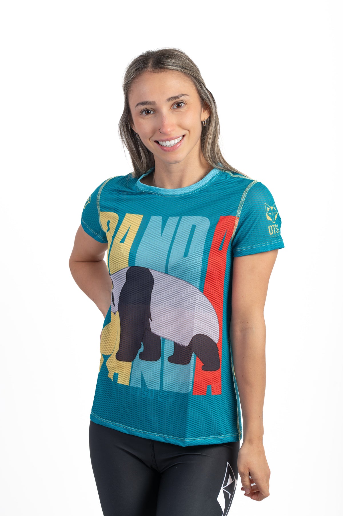 OTSO Damen Kurzarm-Funktionsshirt - Emoji Panda – Produktansicht 3