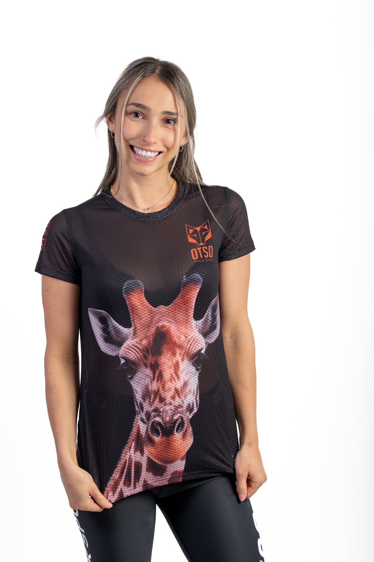 OTSO Damen Kurzarm-Funktionsshirt - Giraffe – Produktansicht 3