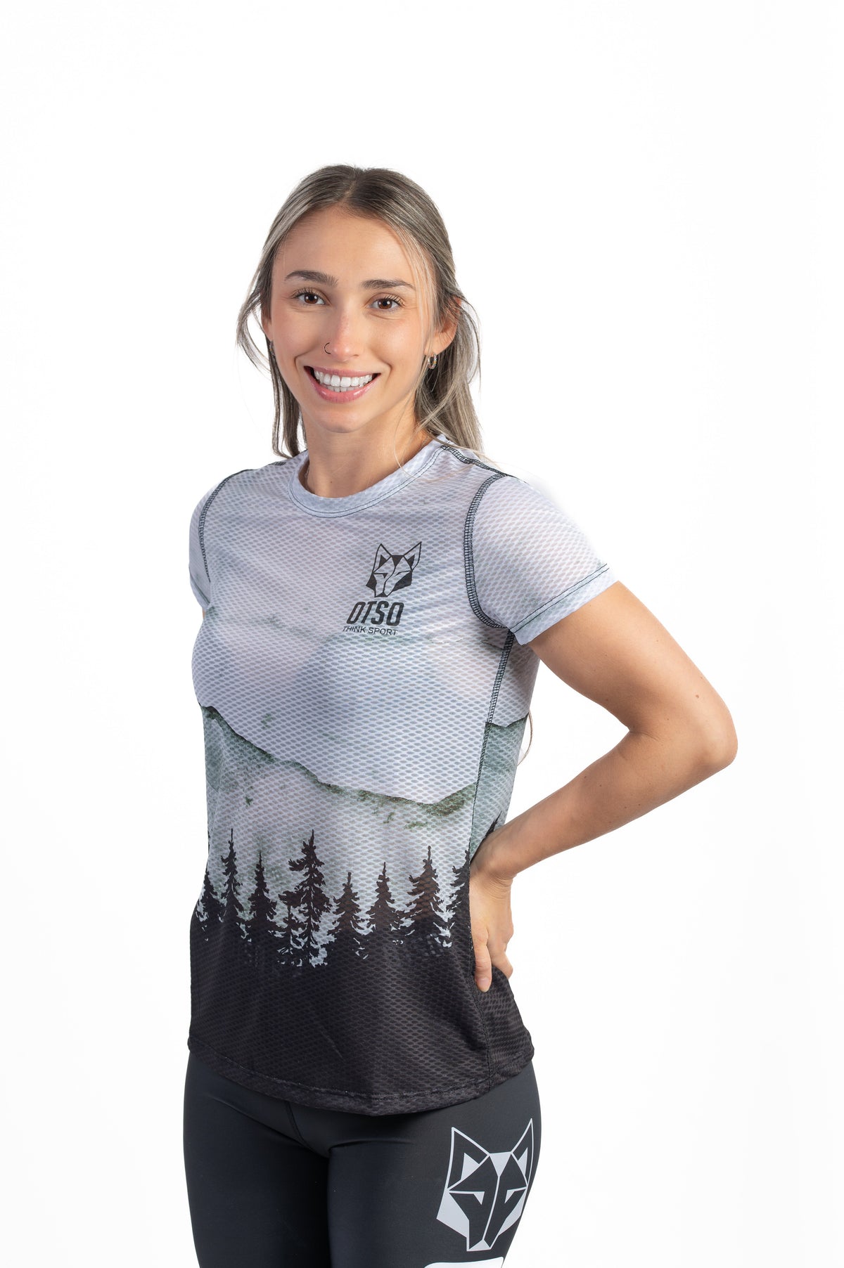 OTSO Damen Kurzarm-Funktionsshirt - Green Forest – Produktansicht 4