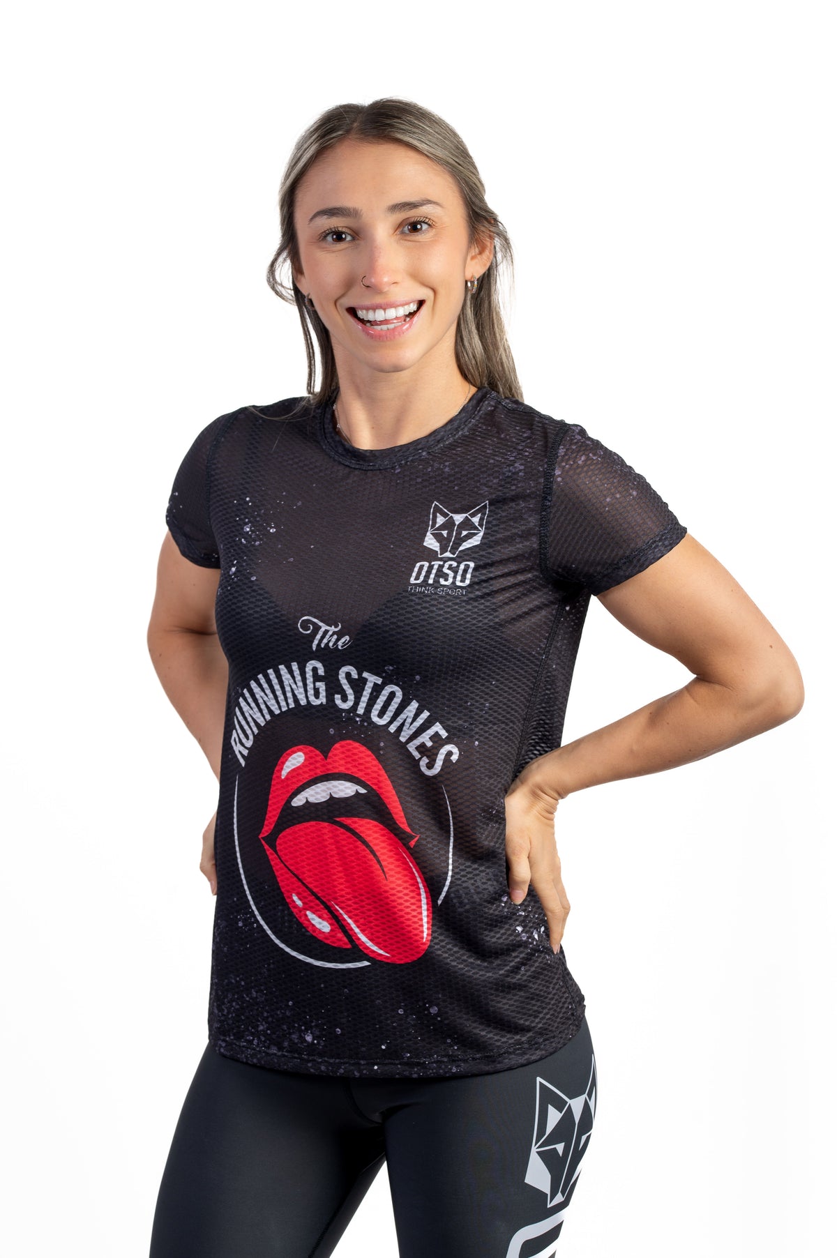 OTSO Damen Kurzarm-Funktionsshirt - Running Stones – Produktansicht 4