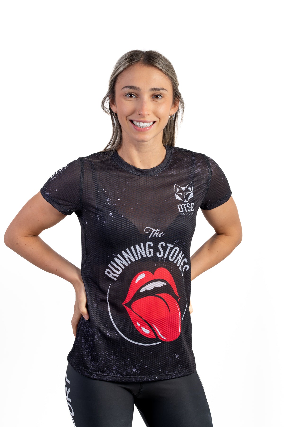 OTSO Damen Kurzarm-Funktionsshirt - Running Stones – Produktansicht 3