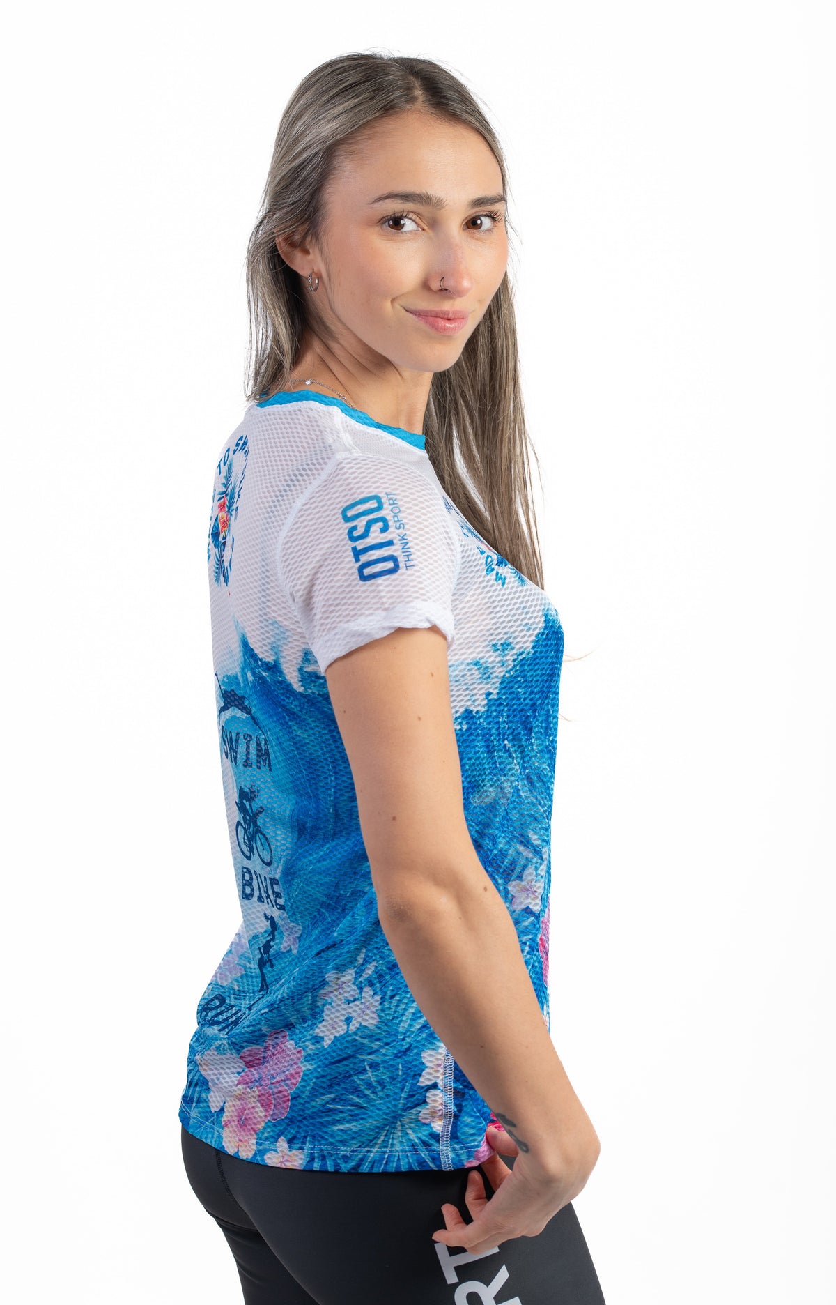 OTSO Damen Kurzarm-Funktionsshirt - Swim Bike Run Wave – Produktansicht 5