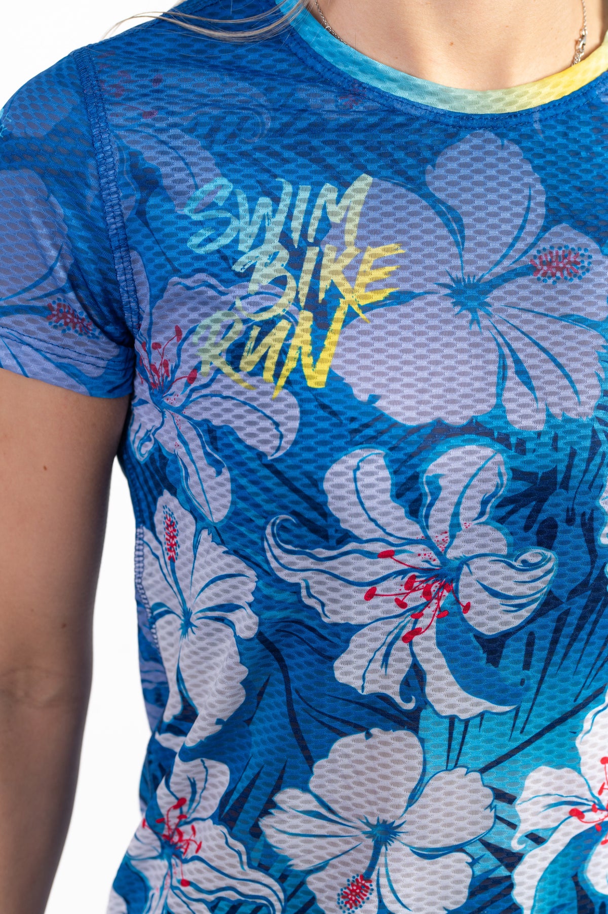 OTSO Damen Kurzarm-Funktionsshirt - Swim Bike Run Flower – Produktansicht 8
