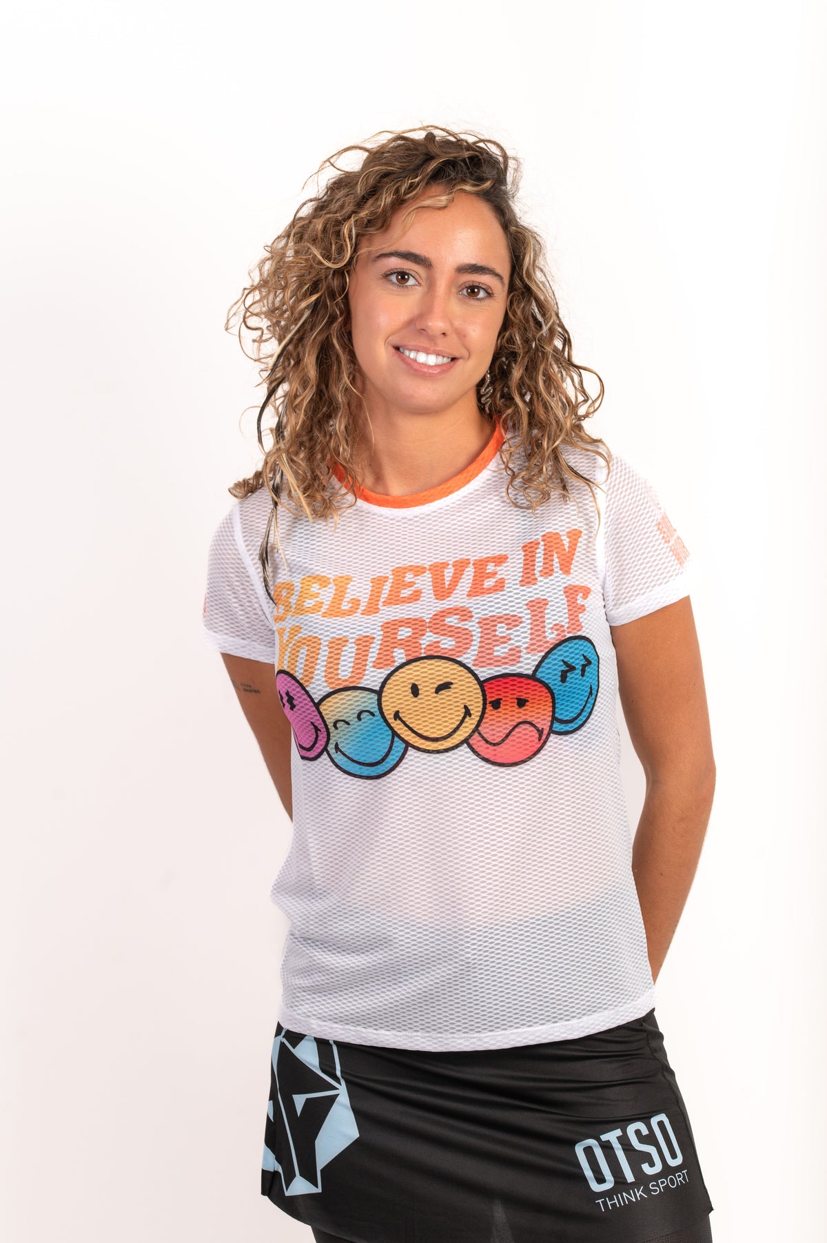 OTSO Damen Kurzarm-Funktionsshirt - S.W.Smiley Believe – Produktansicht 3