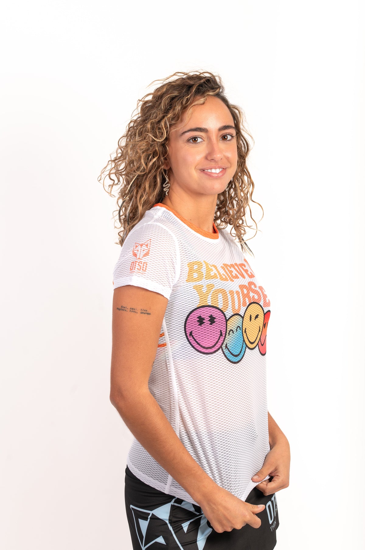 OTSO Damen Kurzarm-Funktionsshirt - S.W.Smiley Believe – Produktansicht 6