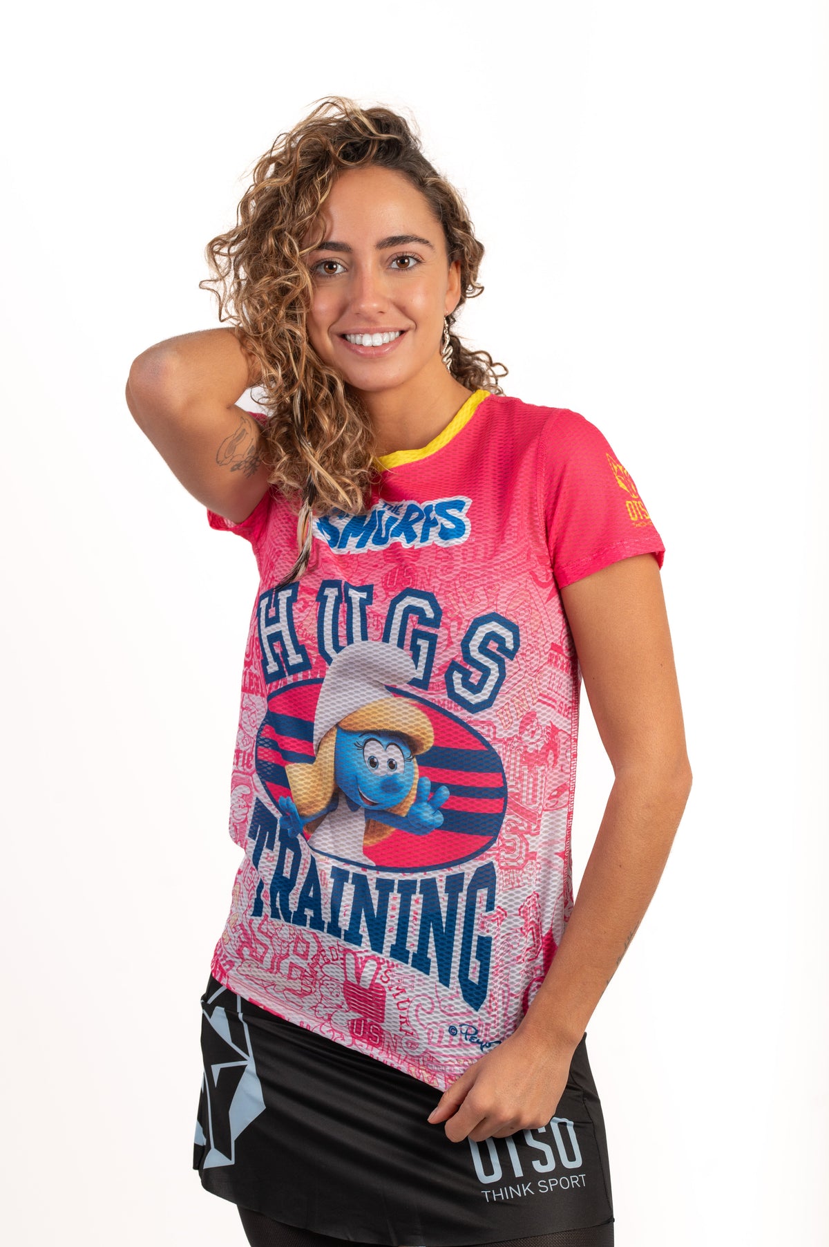 OTSO Damen Kurzarm-Funktionsshirt - Smurfs Hugs – Produktansicht 4