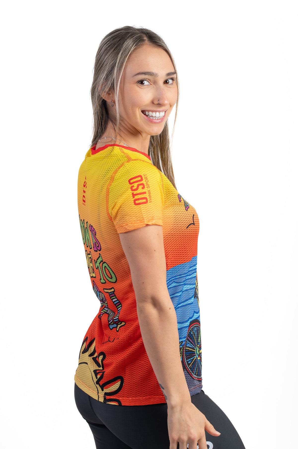 OTSO Damen Kurzarm-Funktionsshirt - Time to Tri Bike – Produktansicht 4