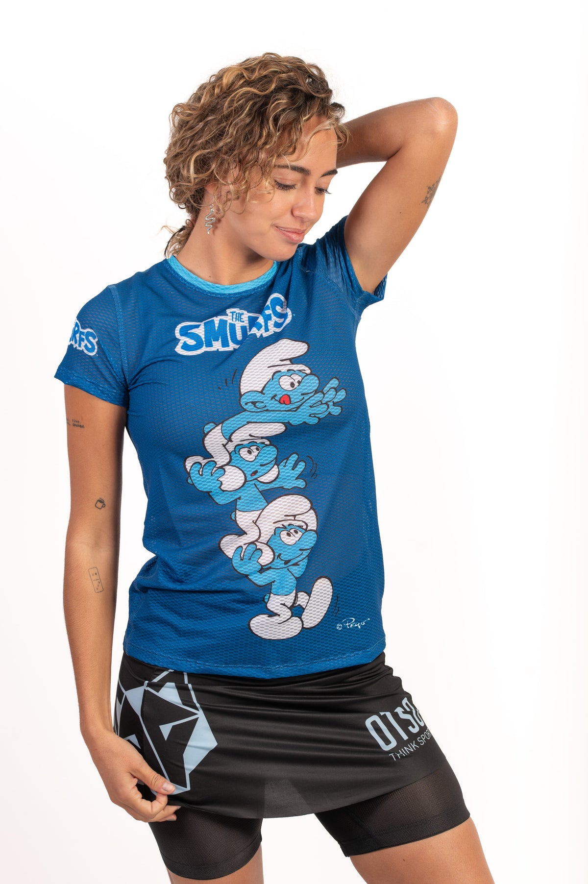 OTSO Damen Kurzarm-Funktionsshirt - Smurf Towers – Produktansicht 3