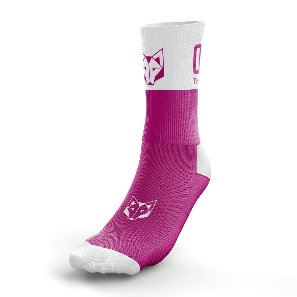 OTSO Multisport-Socken Medium Cut - Fluo Pink & White – Produktansicht