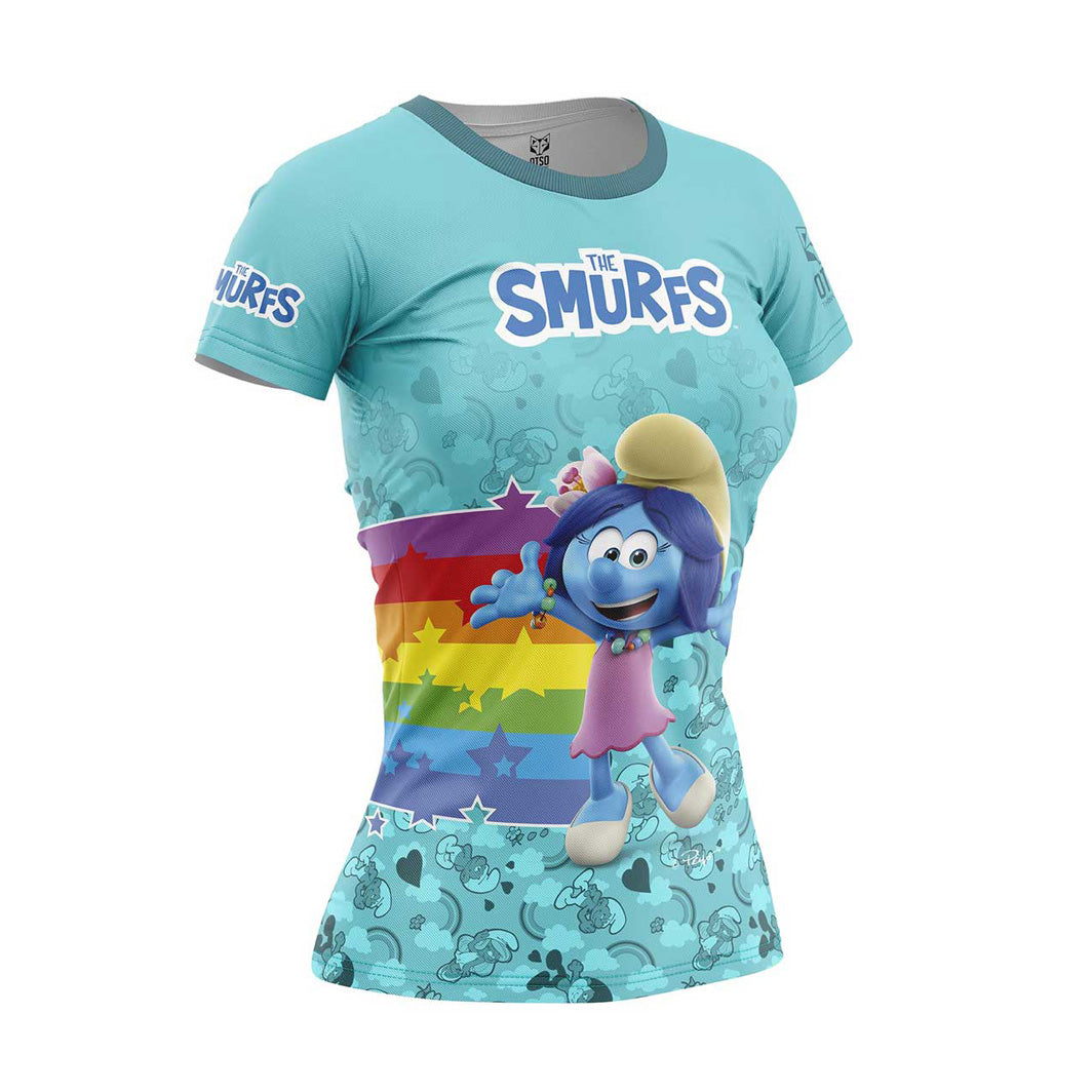 OTSO Damen Kurzarm-Funktionsshirt - Smurfs Rainbow – Produktansicht