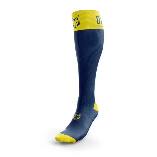 OTSO Recovery-Kompressionssocken - Navy Blue & Fluo Yellow – Produktansicht