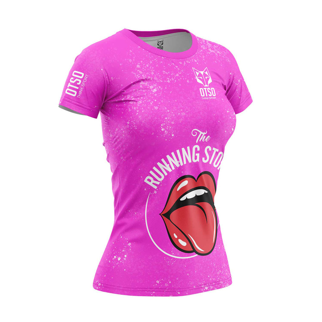 OTSO Damen Kurzarm-Funktionsshirt - Running Stones Pink – Produktansicht