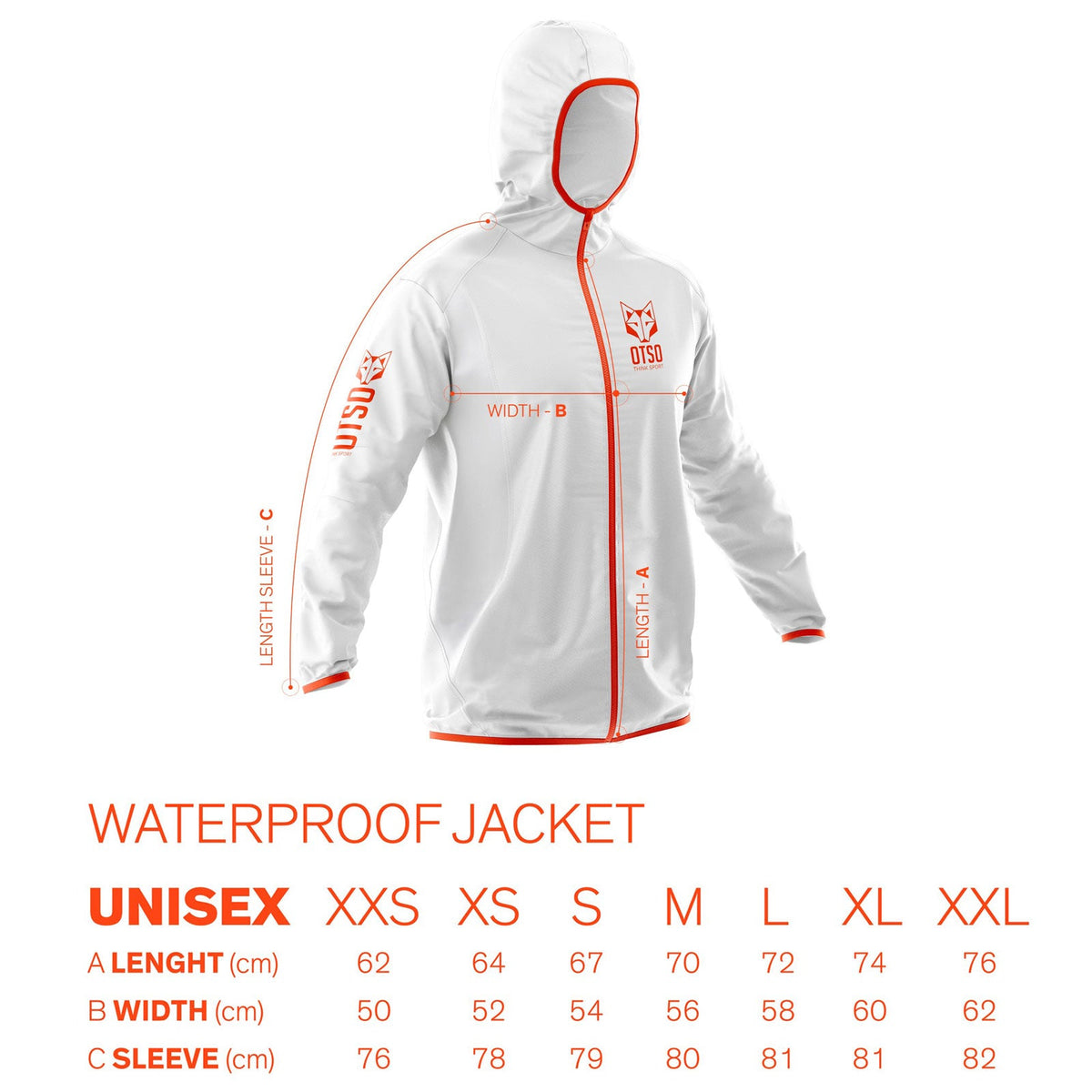 OTSO Wasserdichte Laufjacke - Electric Blue & White – Produktansicht 3