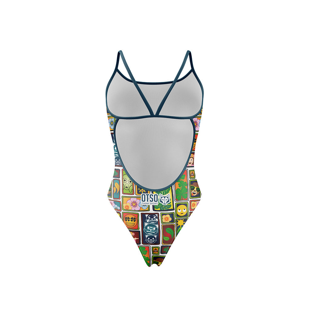 OTSO Damen Badeanzug - Emoji Portrait – Produktansicht 2