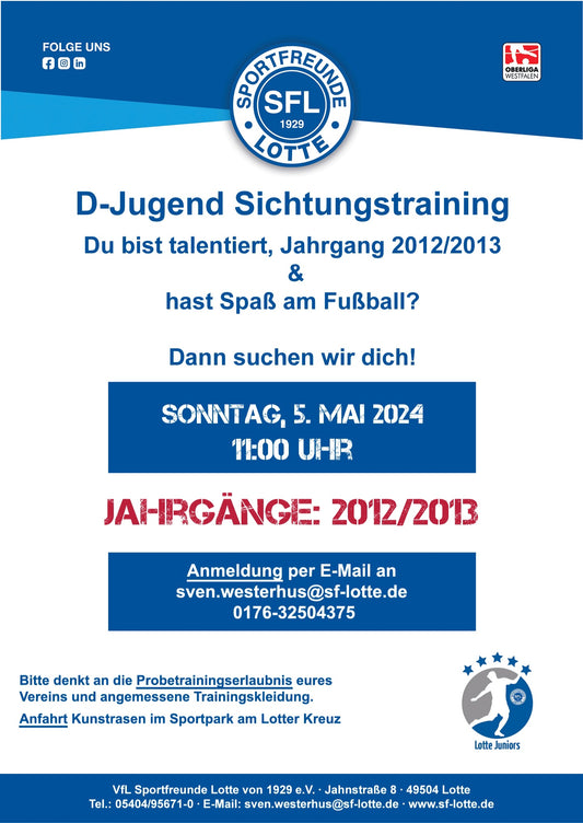 05. Mai 2024  - Sportfreunde Lotte Sichtungstraining D-Jugend