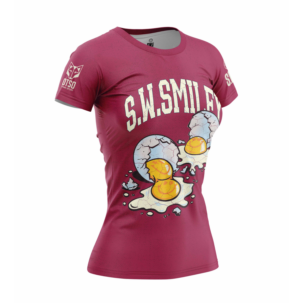 OTSO Damen Kurzarm-Funktionsshirt - S.W.Smiley Concrete Canvas Egg – Produktansicht