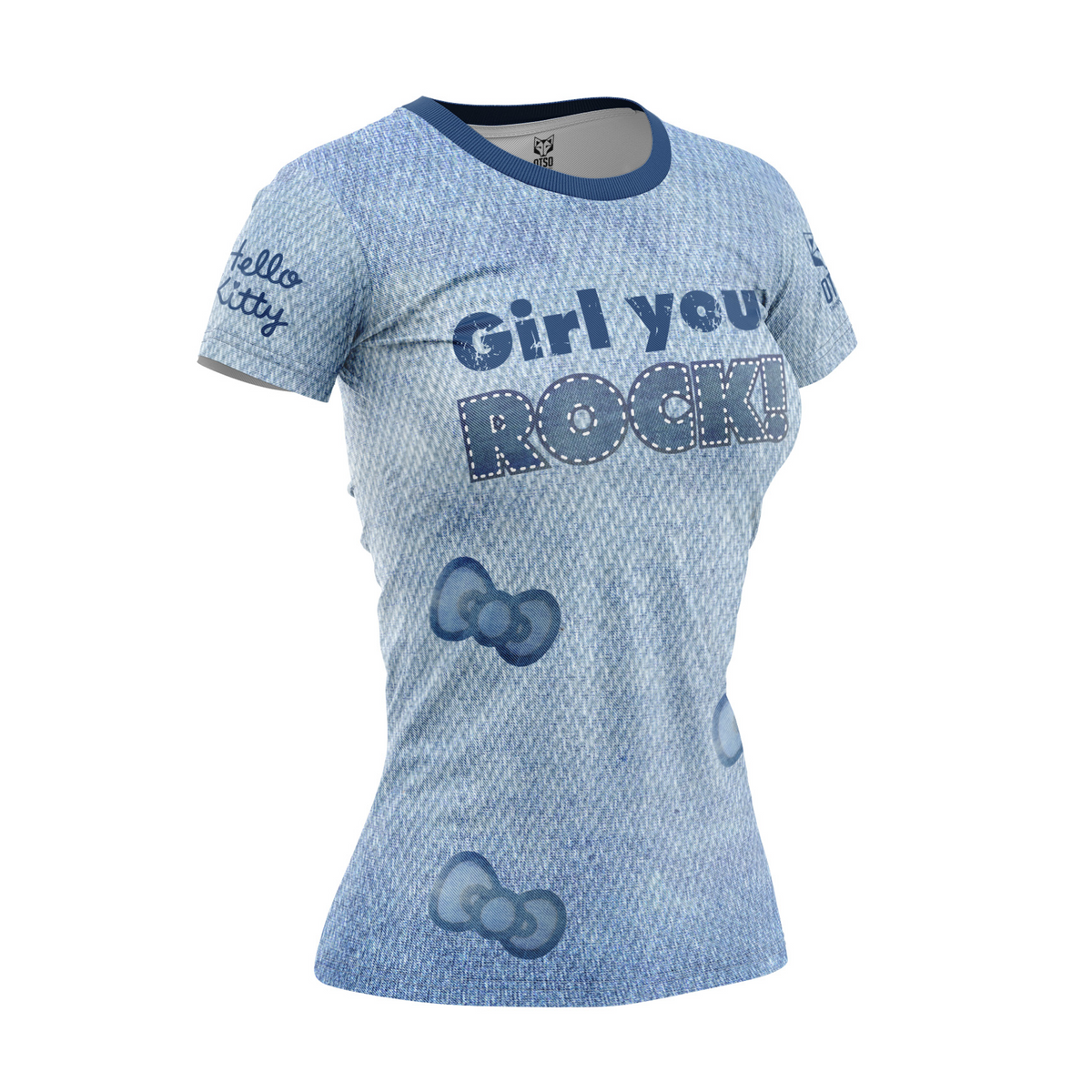 OTSO Damen/Mädchen Kurzarm-Funktionsshirt - Hello Kitty Denim – Produktansicht