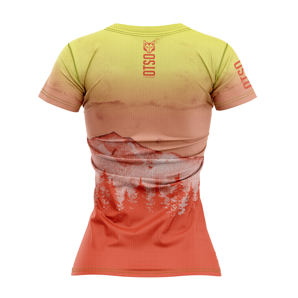 OTSO Damen Kurzarm-Funktionsshirt - Orange Forest – Produktansicht 2