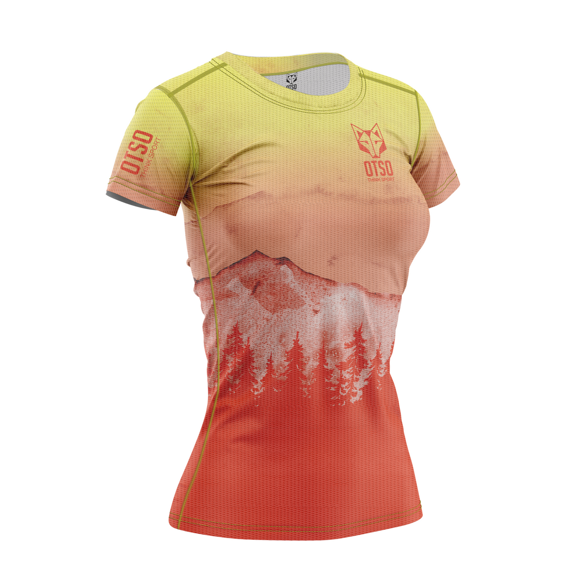 OTSO Damen Kurzarm-Funktionsshirt - Orange Forest – Produktansicht
