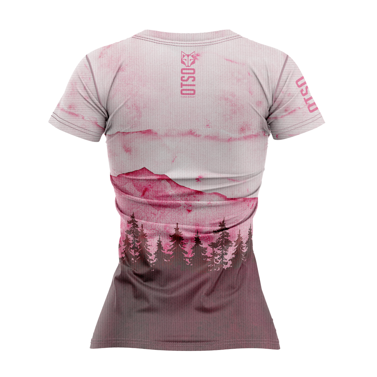 OTSO Damen Kurzarm-Funktionsshirt - Pink Forest – Produktansicht 2
