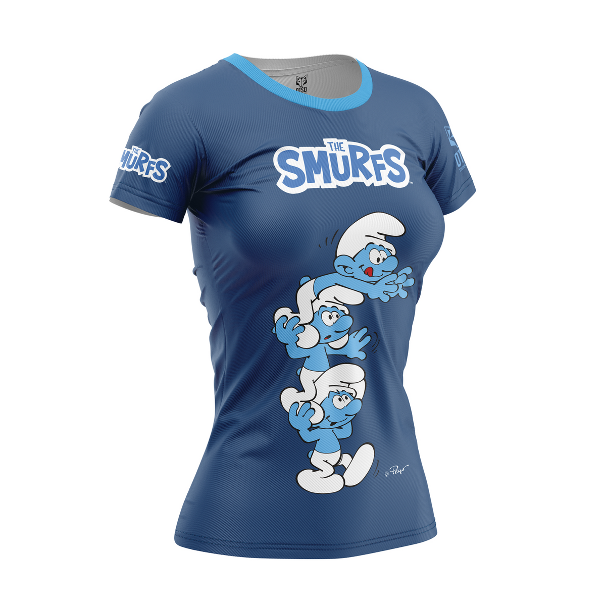 OTSO Damen Kurzarm-Funktionsshirt - Smurf Towers – Produktansicht