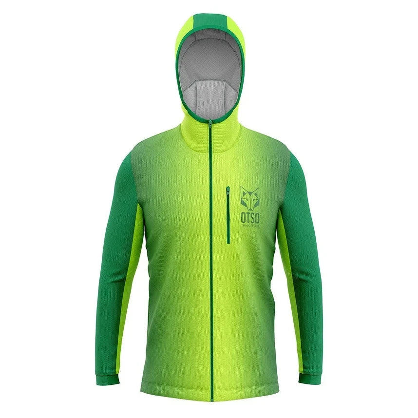 OTSO Unisex Sport-Hoodie - Forest Green & Fluo Green – Produktansicht