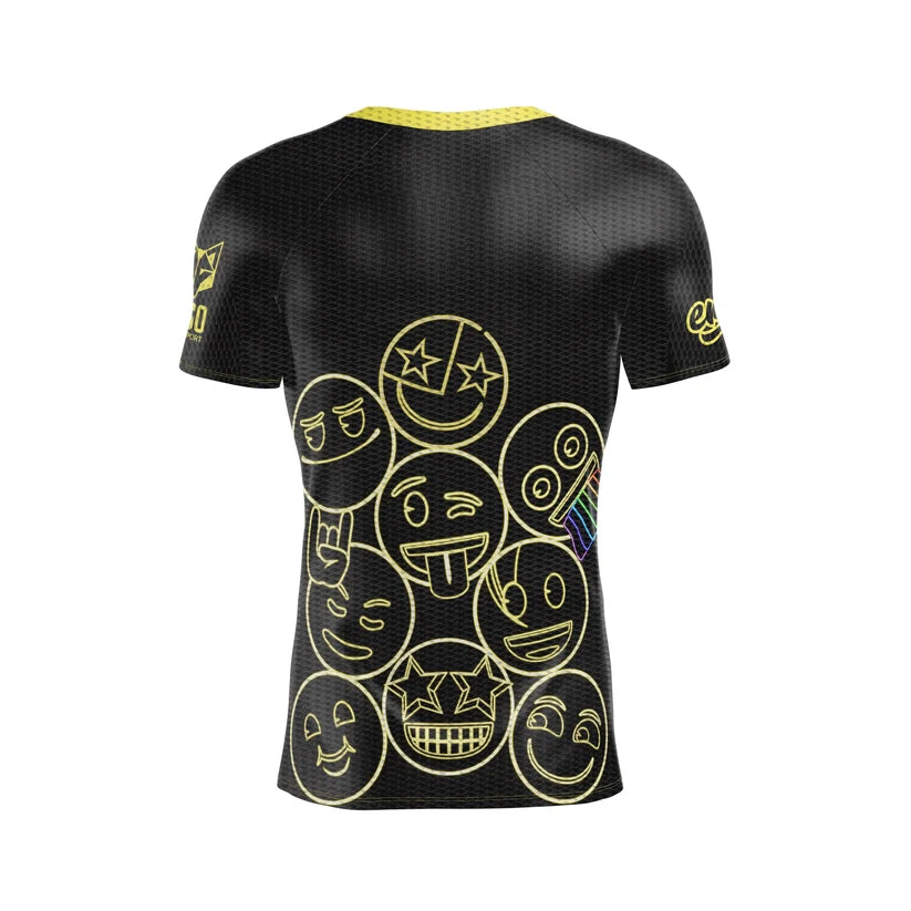 OTSO Herren Kurzarm-Funktionsshirt - Emoji Neon Faces – Produktansicht 2