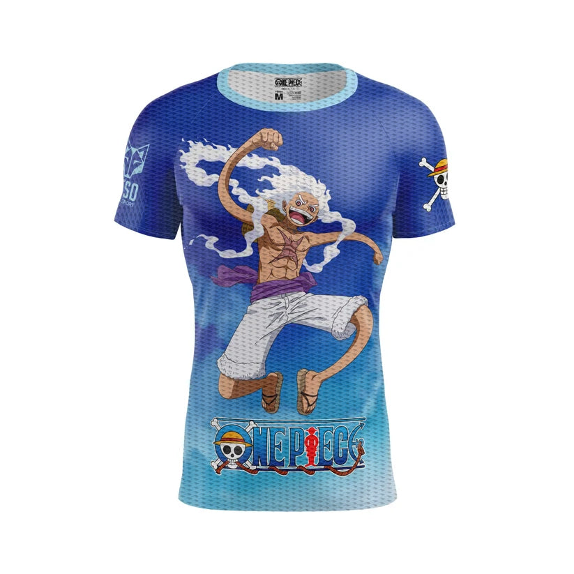 OTSO Herren Kurzarm-Funktionsshirt - One piece egghead luffy and the crew blue – Produktansicht
