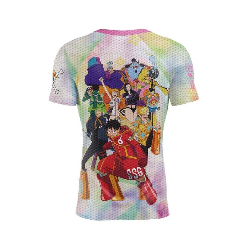 OTSO Herren Kurzarm-Funktionsshirt - One piece egghead luffy and the crew pink – Produktansicht 2