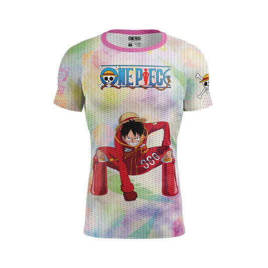 OTSO Herren Kurzarm-Funktionsshirt - One piece egghead luffy and the crew pink – Produktansicht