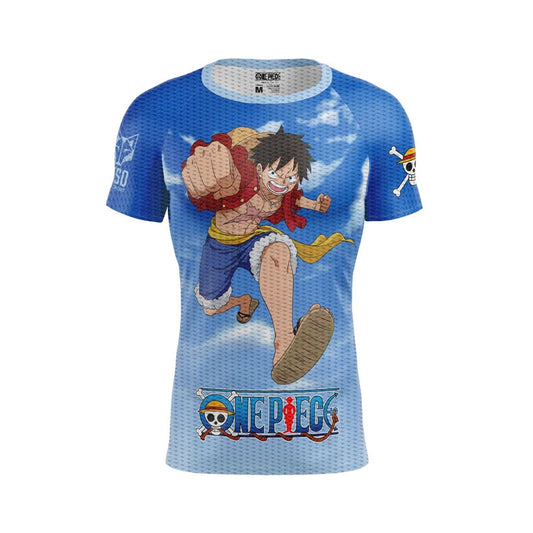 OTSO Herren Kurzarm-Funktionsshirt - One piece fishman luffy and the crew blue – Produktansicht
