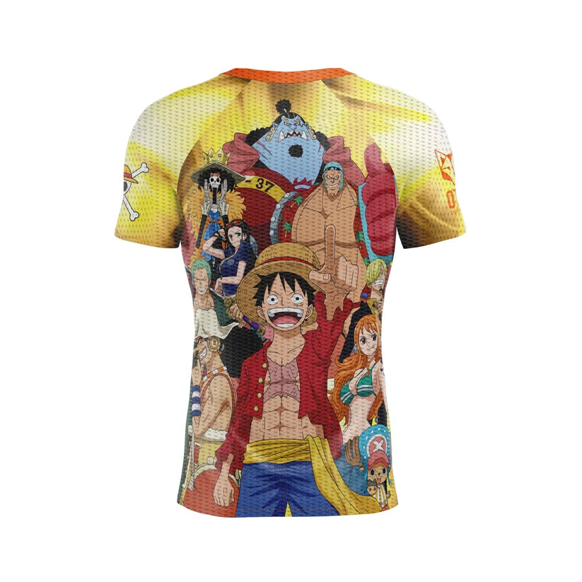 OTSO Herren Kurzarm-Funktionsshirt - One piece fishman straw hat crew yellow – Produktansicht 2