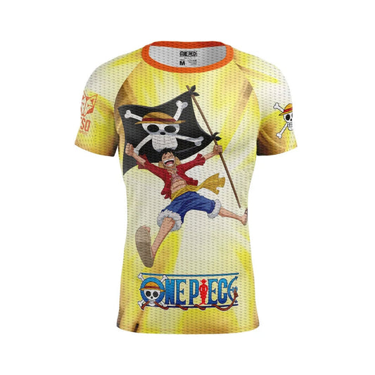 OTSO Herren Kurzarm-Funktionsshirt - One piece fishman straw hat crew yellow – Produktansicht