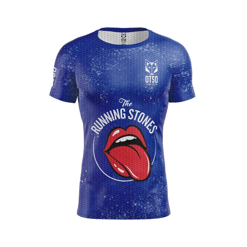 OTSO Herren Kurzarm-Funktionsshirt - Running Stones Blue – Produktansicht