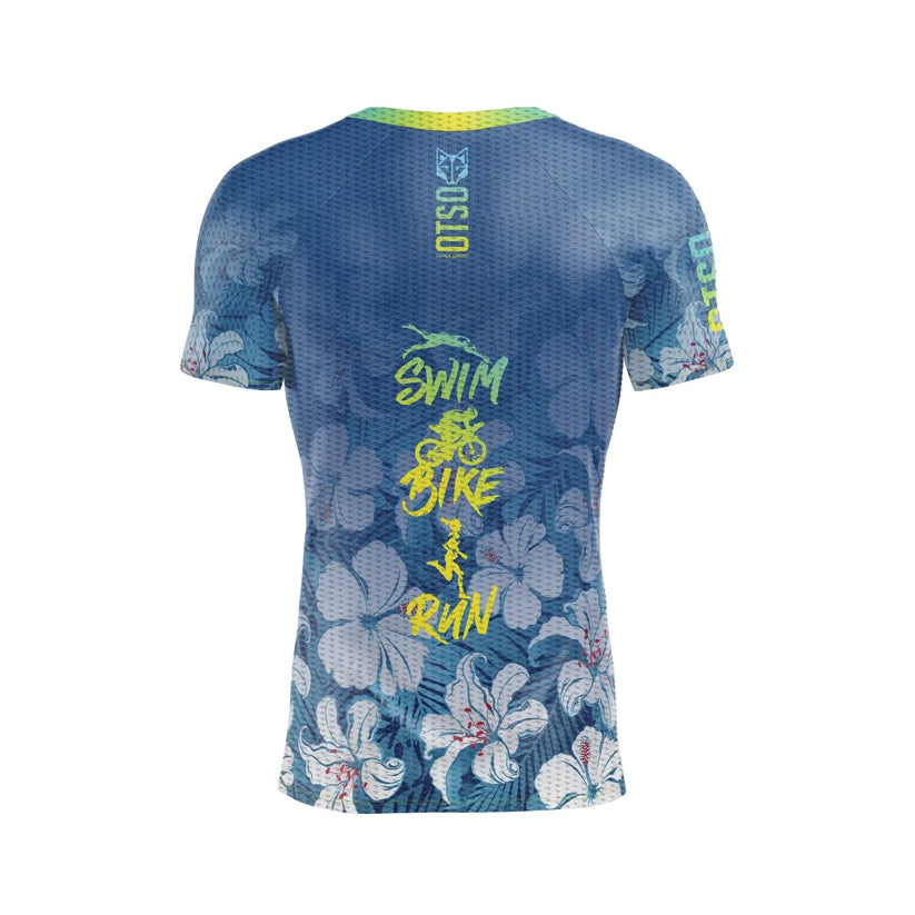 OTSO Herren Kurzarm-Funktionsshirt - Swim Bike Run Flower – Produktansicht 2